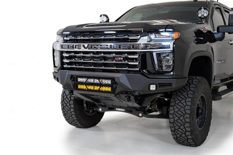 Chevrolet 3500 Front Bumper - Addictive Desert Designs - Bomber - Hammer Black with Satin Black Panels - `20-`27